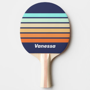 Retro-Stil Vintage quer über Streifen mit Namen Tischtennis Schläger