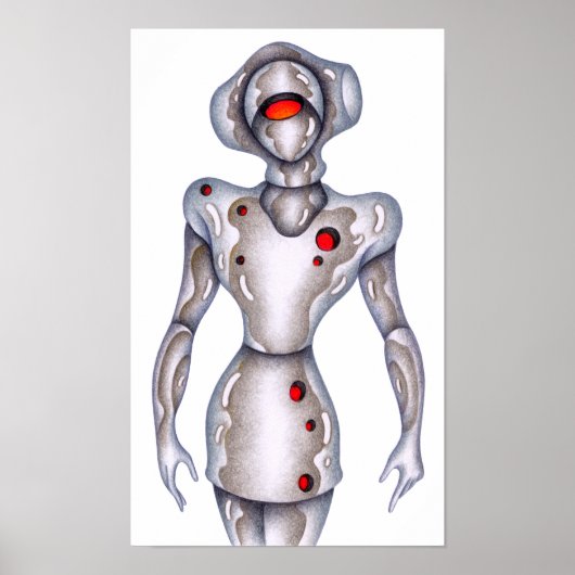Retro-stiliger humanoide Roboter. Poster (Vorne)