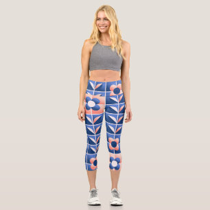 Retro stilisierte Blume: Mosaikmuster. Capri Leggings