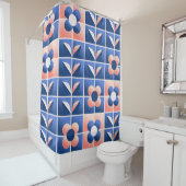 Retro stilisierte Blume: Mosaikmuster. Duschvorhang (Beispiel)