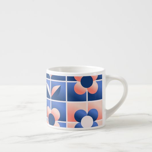 Retro stilisierte Blume: Mosaikmuster. Espressotasse (Rechts)