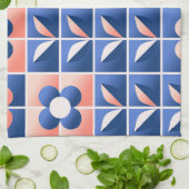 Retro stilisierte Blume: Mosaikmuster. Geschirrtuch (Gefaltet)