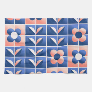Retro stilisierte Blume: Mosaikmuster. Geschirrtuch