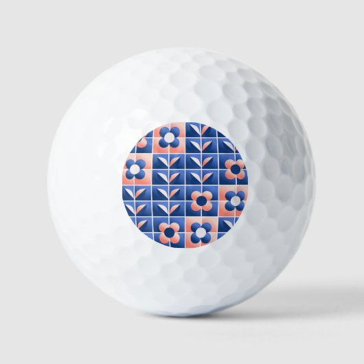 Retro stilisierte Blume: Mosaikmuster. Golfball (Vorderseite)