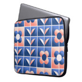 Retro stilisierte Blume: Mosaikmuster. Laptopschutzhülle (Vorderseite Links)