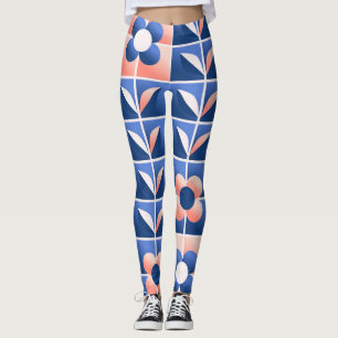 Retro stilisierte Blume: Mosaikmuster. Leggings