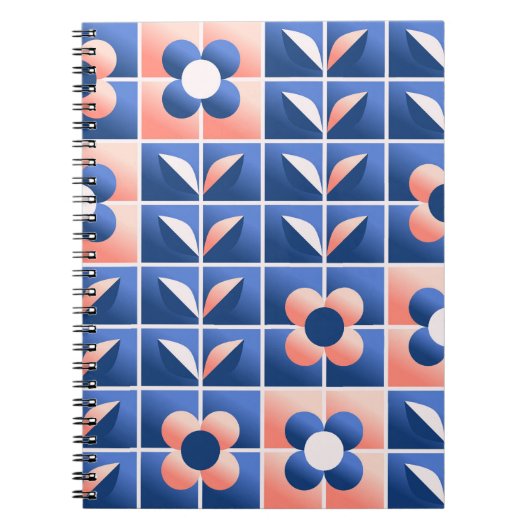 Retro stilisierte Blume: Mosaikmuster. Notizblock (Vorderseite)