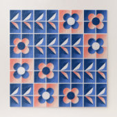 Retro stilisierte Blume: Mosaikmuster. Puzzle (Horizontal)