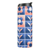 Retro stilisierte Blume: Mosaikmuster. Thermosbecher (Nach links gedreht)