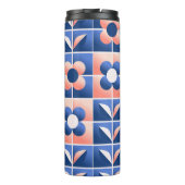 Retro stilisierte Blume: Mosaikmuster. Thermosbecher (Rückseite)
