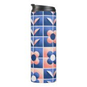 Retro stilisierte Blume: Mosaikmuster. Thermosbecher (Nach rechts gedreht)