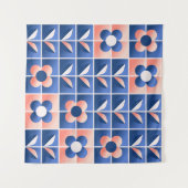 Retro stilisierte Blume: Mosaikmuster. Wandteppich (Vorderseite (Horizontal))