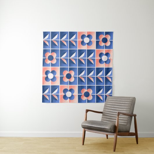 Retro stilisierte Blume: Mosaikmuster. Wandteppich (Beispiel (Horizontal))