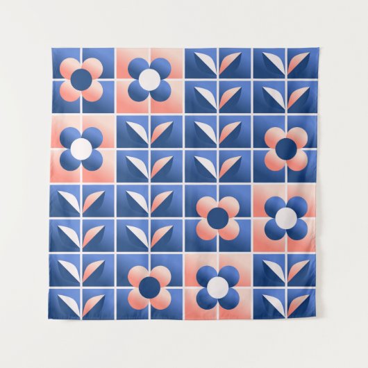 Retro stilisierte Blume: Mosaikmuster. Wandteppich (Vorderseite)