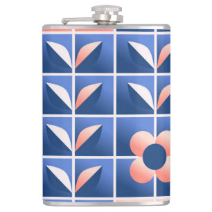 Retro-stilisierte Blumen: Mosaikmuster. Flachmann