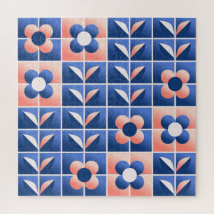 Retro-stilisierte Blumen: Mosaikmuster. Puzzle