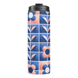 Retro-stilisierte Blumen: Mosaikmuster. Thermosbecher