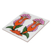 Retro stilisierte Lilienblume Botanik Fliese (Seite)