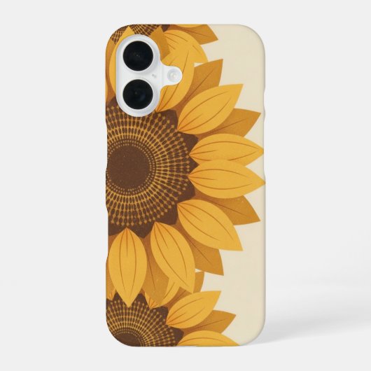 Retro stilisierte Sonnenblumen-Geometrie iPhone 16 Hülle (Rückseite)