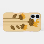 Retro stilisierte Sonnenblumensprossen iPhone 16 Hülle (Rückseite (Horizontal))