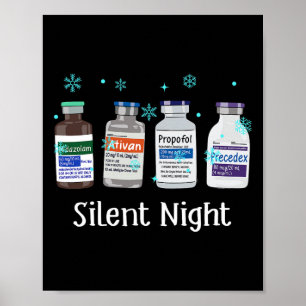 Retro Stille Nacht Intensivstation Krankenpfleger Poster