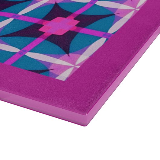 Retro-Stilmuster der 60er Jahre in Rosa, Lila & Bl Schneidebrett (Ecke)