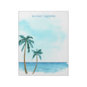 Retro Stilvoll Blau und Weiß Tropenpalme Tree Notizblock (Rotiert)