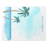 Retro Stilvoll Blau und Weiß Tropenpalme Tree Notizblock (Vorderseite)