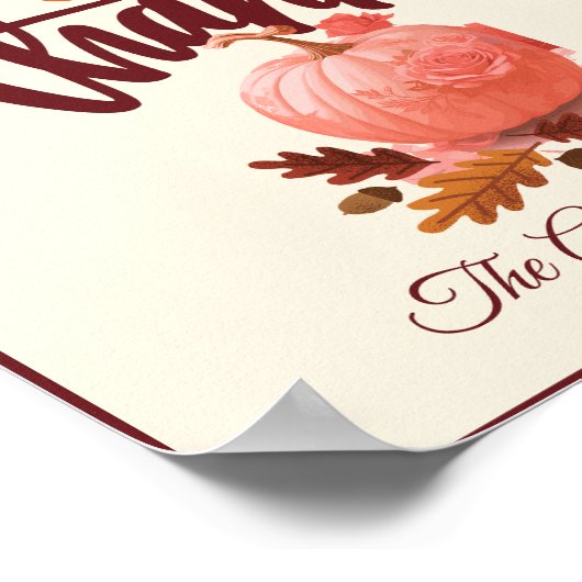 Retro-Stilvoll Dankeschön Pumpkin Erntedank Poster (Ecke)