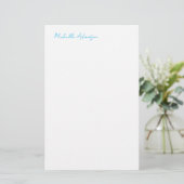 Retro Stilvoll Elegant Schlicht Sky Blue White Briefpapier (Stehend Vorderseite)