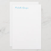 Retro Stilvoll Elegant Schlicht Sky Blue White Briefpapier (Vorne/Hinten)