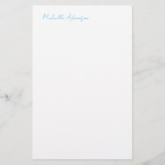 Retro Stilvoll Elegant Schlicht Sky Blue White Briefpapier (Vorderseite)