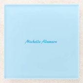 Retro Stilvoll Elegant Schlicht Sky Blue White Glasuntersetzer (Vorderseite)