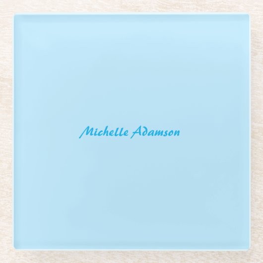 Retro Stilvoll Elegant Schlicht Sky Blue White Glasuntersetzer (Vorderseite)