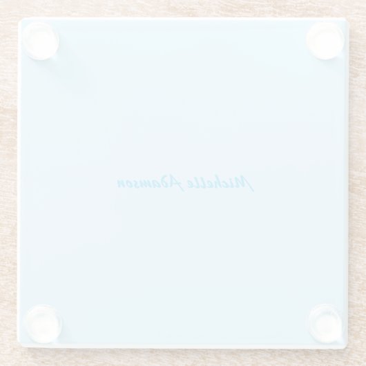 Retro Stilvoll Elegant Schlicht Sky Blue White Glasuntersetzer (Rückseite)