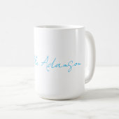 Retro Stilvoll Elegant Schlicht Sky Blue White Kaffeetasse (VorderseiteRechts)
