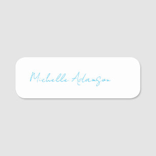Retro Stilvoll Elegant Schlicht Sky Blue White Namensschild