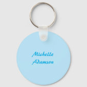Retro Stilvoll Elegant Schlicht Sky Blue White Schlüsselanhänger (Rückseite)