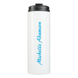 Retro Stilvoll Elegant Schlicht Sky Blue White Thermosbecher