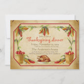 Retro Stilvolle Äpfel Pumpkins Erntedank Einladung (Vorderseite)