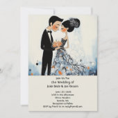 Retro Stilvolle Ehepaar Einladung (Vorderseite)