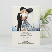 Retro Stilvolle Ehepaar Einladung (Stehend Vorderseite)