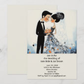 Retro Stilvolle Ehepaar Einladung (Vorne/Hinten)