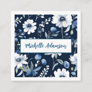 Retro Stilvolle Elegante Schlicht Blue White Blume Begleitkarte