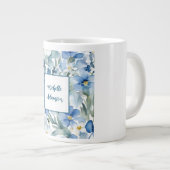 Retro Stilvolle Elegante Schlicht Blue White Blume Jumbo-Tasse (Vorderseite Rechts)