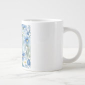Retro Stilvolle Elegante Schlicht Blue White Blume Jumbo-Tasse (Rechts)