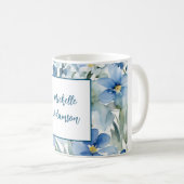 Retro Stilvolle Elegante Schlicht Blue White Blume Kaffeetasse (VorderseiteRechts)