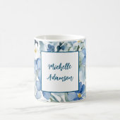 Retro Stilvolle Elegante Schlicht Blue White Blume Kaffeetasse (Mittel)