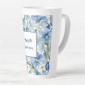 Retro Stilvolle Elegante Schlicht Blue White Blume Milchtasse (Rechte Ecke)