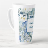 Retro Stilvolle Elegante Schlicht Blue White Blume Milchtasse (Linke Ecke)